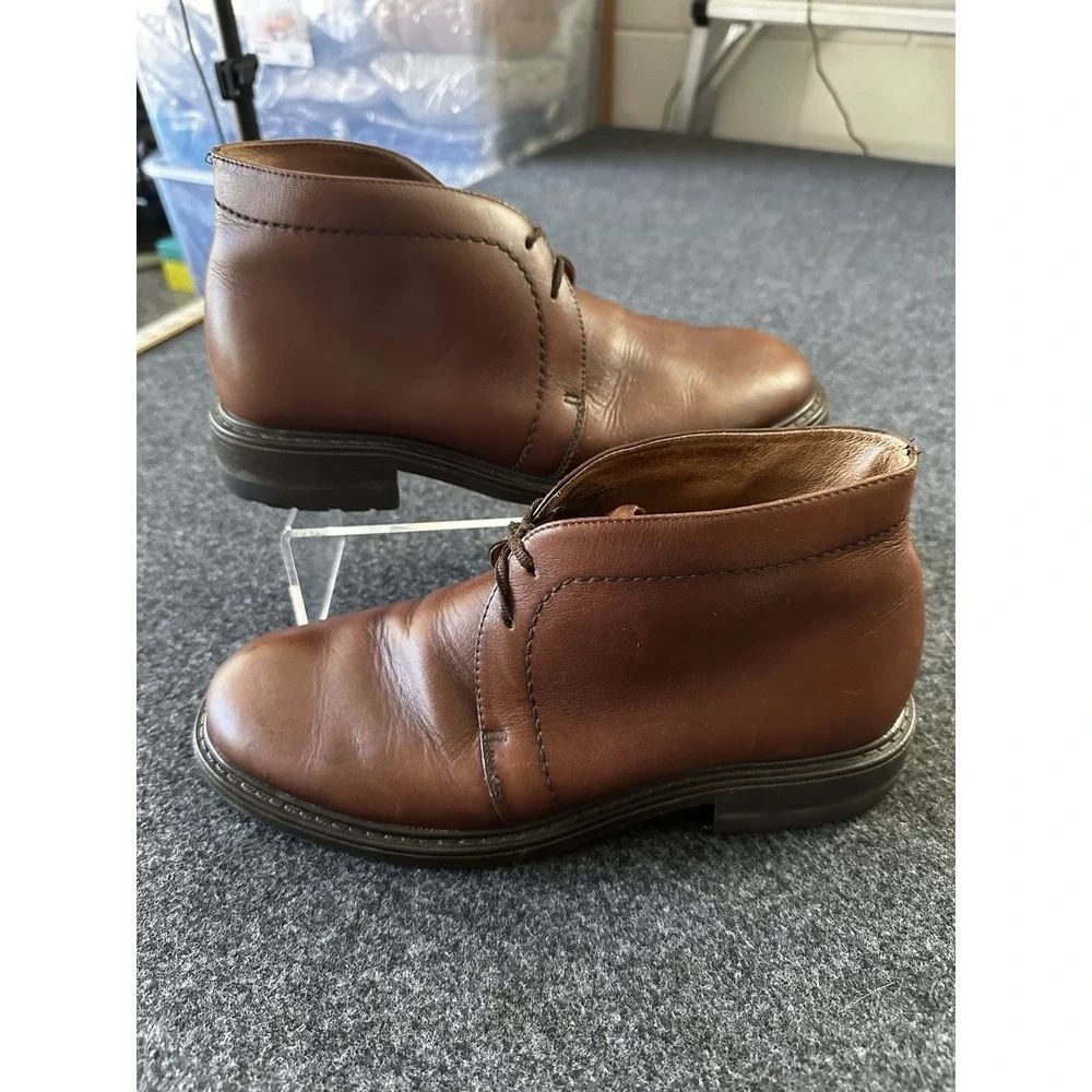 Vintage EDDIE‎ BAUER Brown Pebbled Leather Apron Toe Ankle Boots Women's Sz. 8M